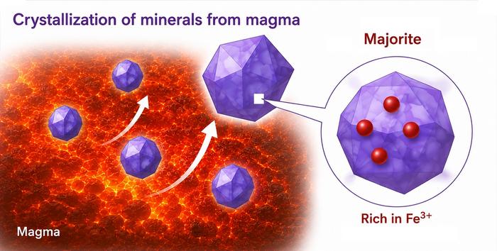 Schematic image of Fe3+-rich majorite crystallized from magma