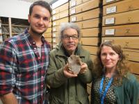 Dean Lomax, Simon Carpenter and Deborah Hutchinson with the New Specimen