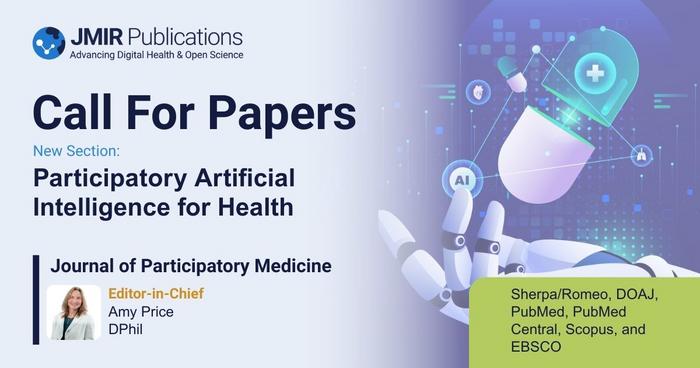 JMIR Publications’ Journal of Participatory Medicine Invites Submissions on Participatory Artificial Intelligence for Health